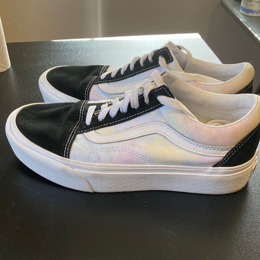 Tie Dye & Black Vans; size 7 women’s